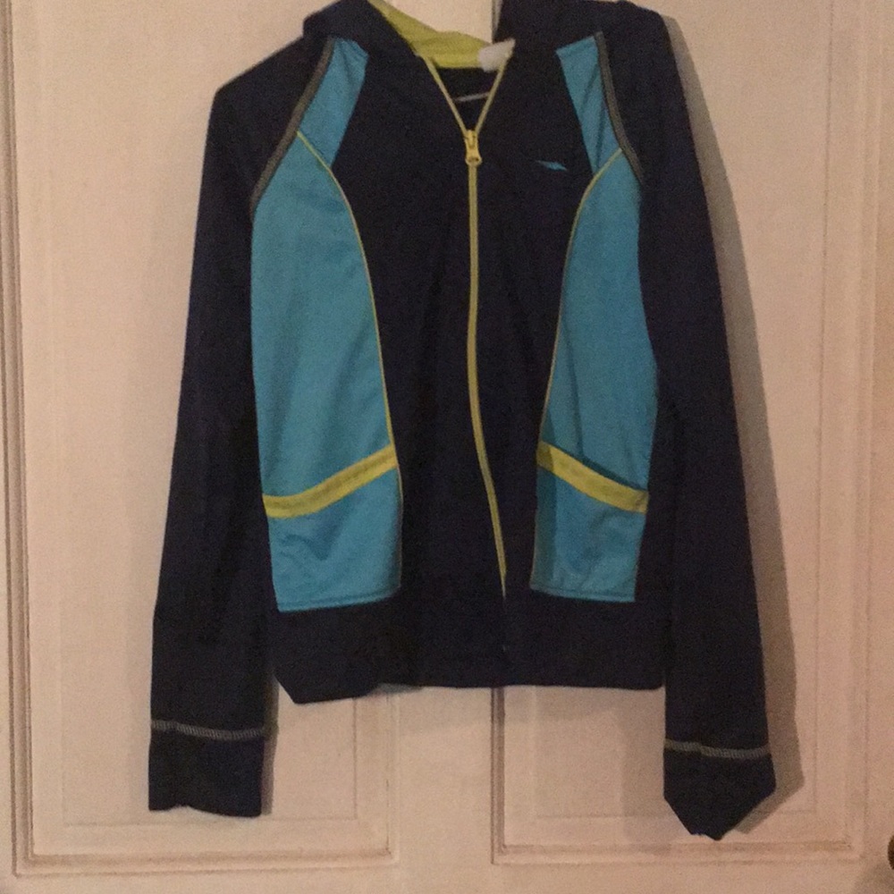 A blue and green jacket.